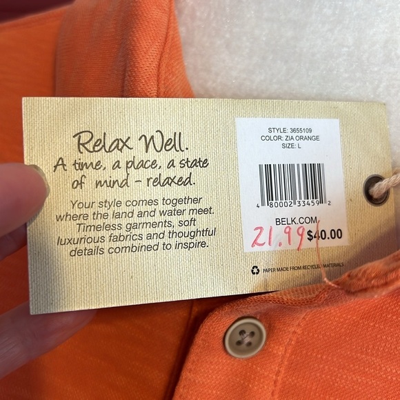 NWT Ocean & Coast Orange Pullover Polo L - Picture 2 of 4